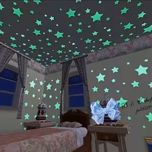 Set of 100 Glow-in-the-Dark Adhesive Stars for Ceiling and Walls – Kids Room Decor