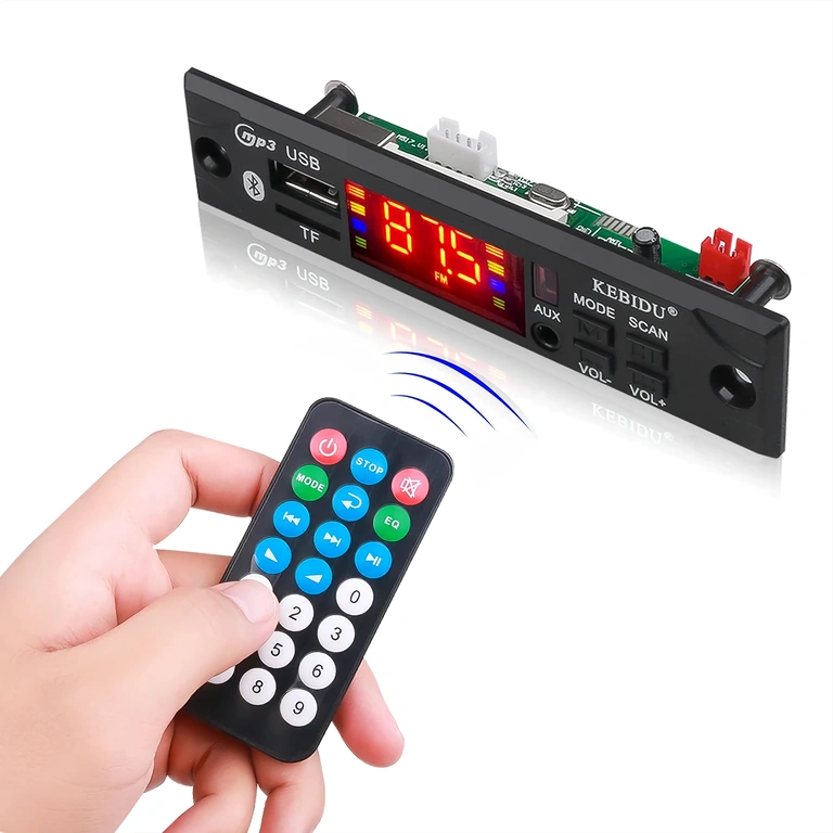 MP3 decoder module with remote, USB port, and SD card slot