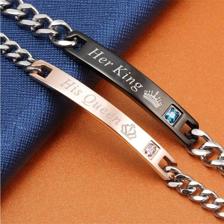 Custom engraved deep, durable, and elegant couple bracelets