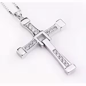 Fast & Furious Cross Pendant – Dominic Toretto Vin Diesel Necklace, Silver Cross Design