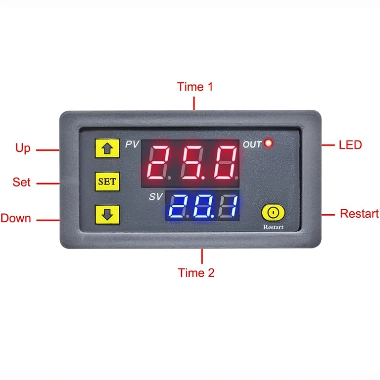Button function guide for timed relay Functional description of buttons on 220V timing module