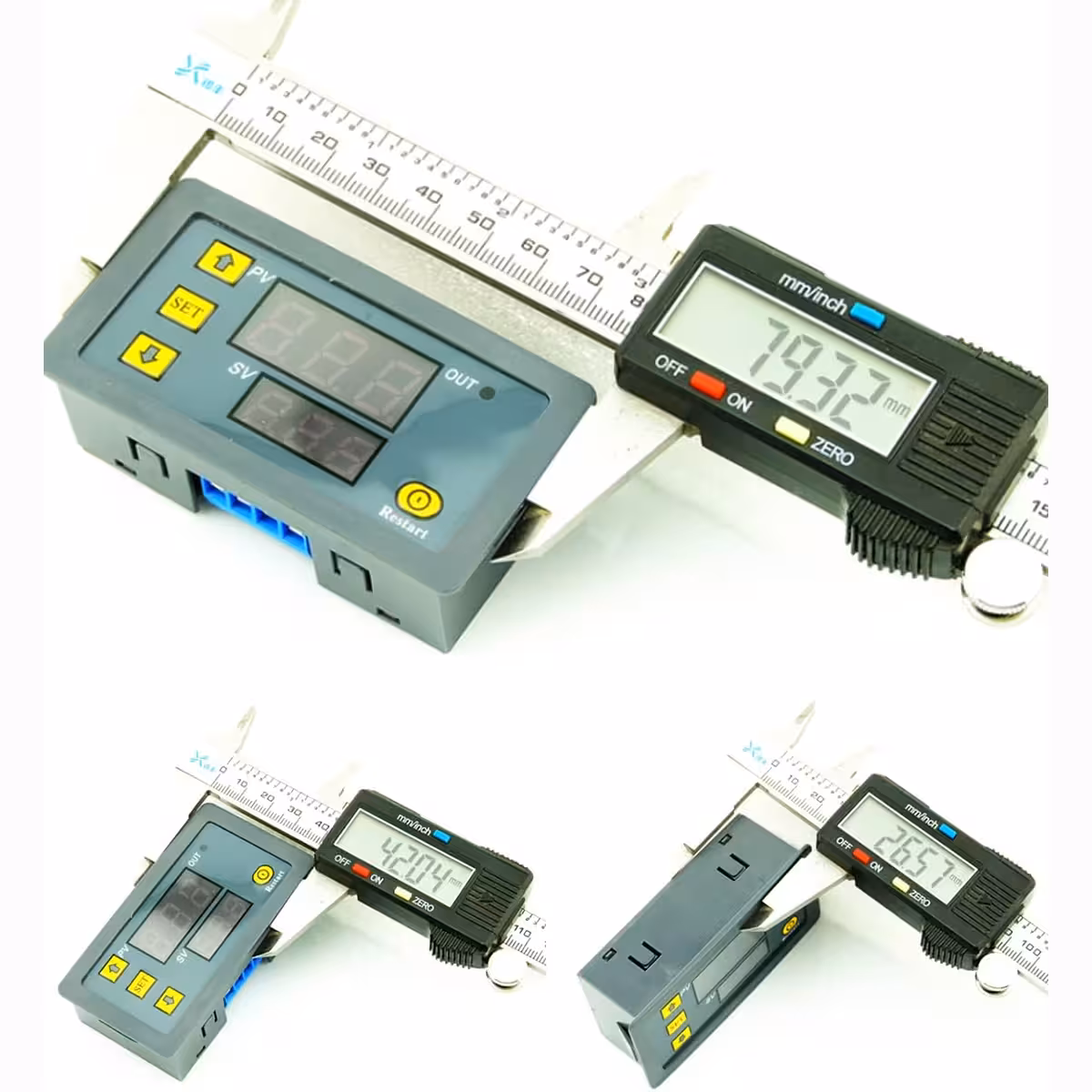 Front view of module with noted dimensions