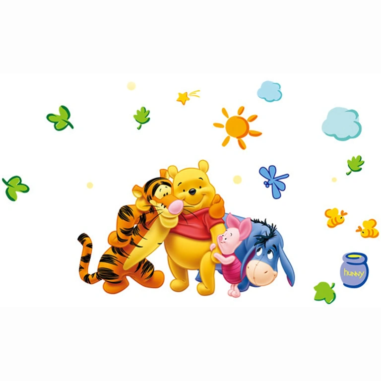 Colorful stickers with Winnie and friends for children’s room decor
