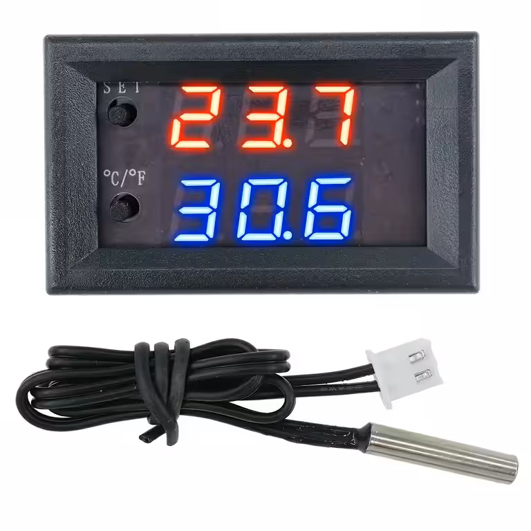 Digital Thermostat with Probe and 12V Relay – Temperature Control for Incubator, Eggs, Hatchers, Aquarium