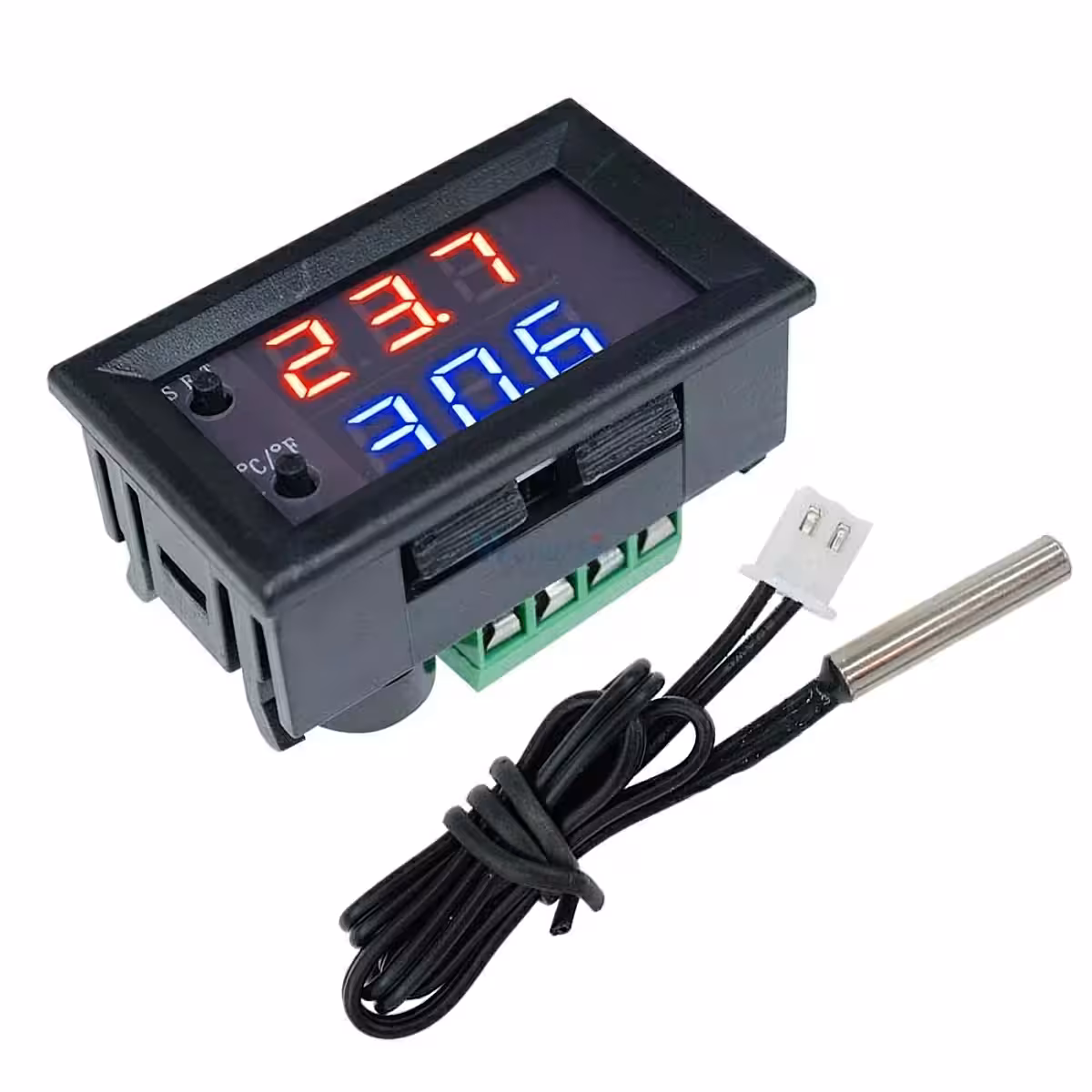 Blue digital display for electronic thermostat