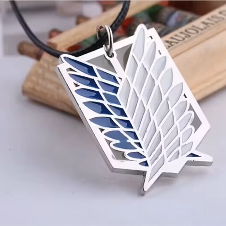 Anime necklace with silver Attack on Titan pendant