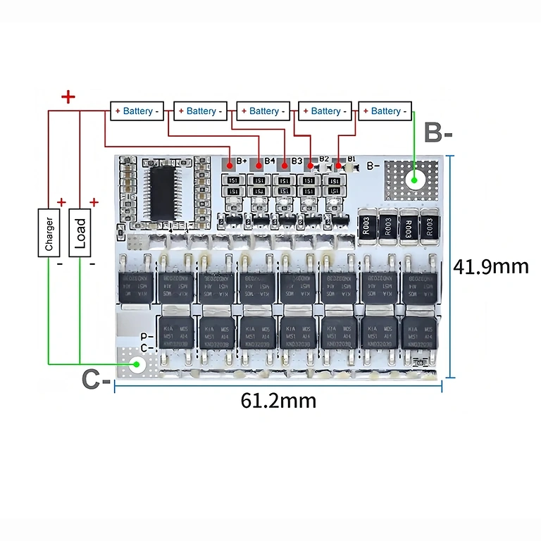 BMS 5S connection diagram for proper Li-Ion cell configuration