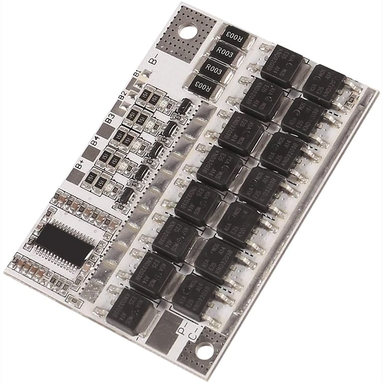 Detailed image of the front of BMS 5S 100A board, clearly showing electronic components