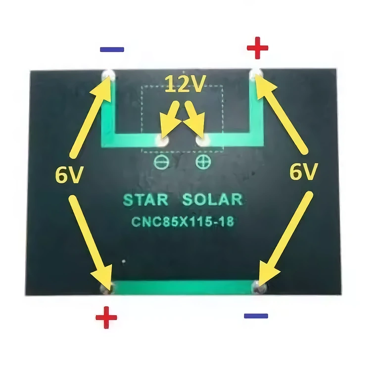 Wiring diagram for mini solar panel with 6V/12V output