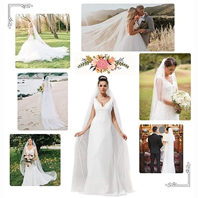 Fine and elegant white veil, perfect for special wedding dresses