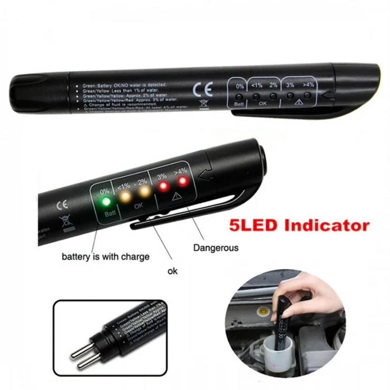 Brake fluid tester with 5 LEDs – clear and quick display