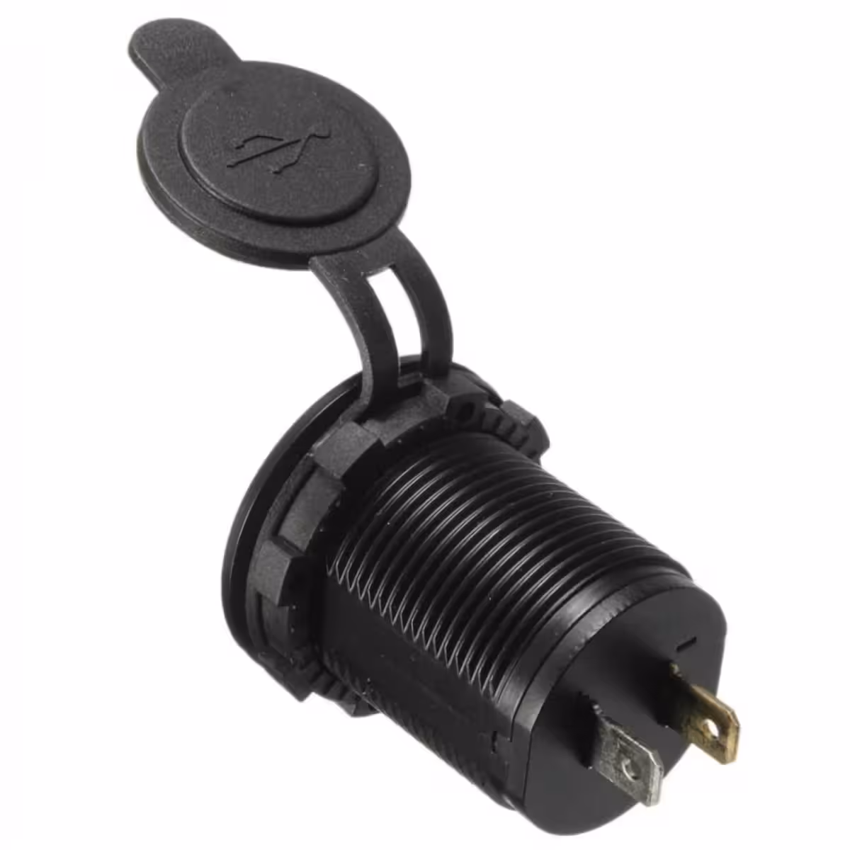 12V-24V car socket with USB power, mountable on flat surfaces