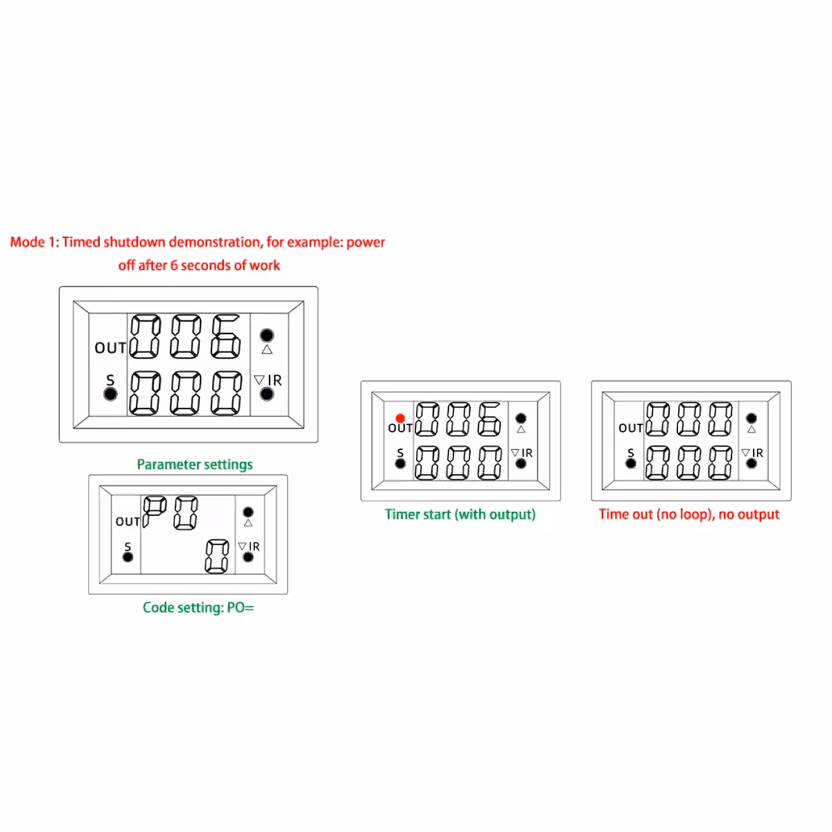 Controlling LED displays for setting time 1 and time 2