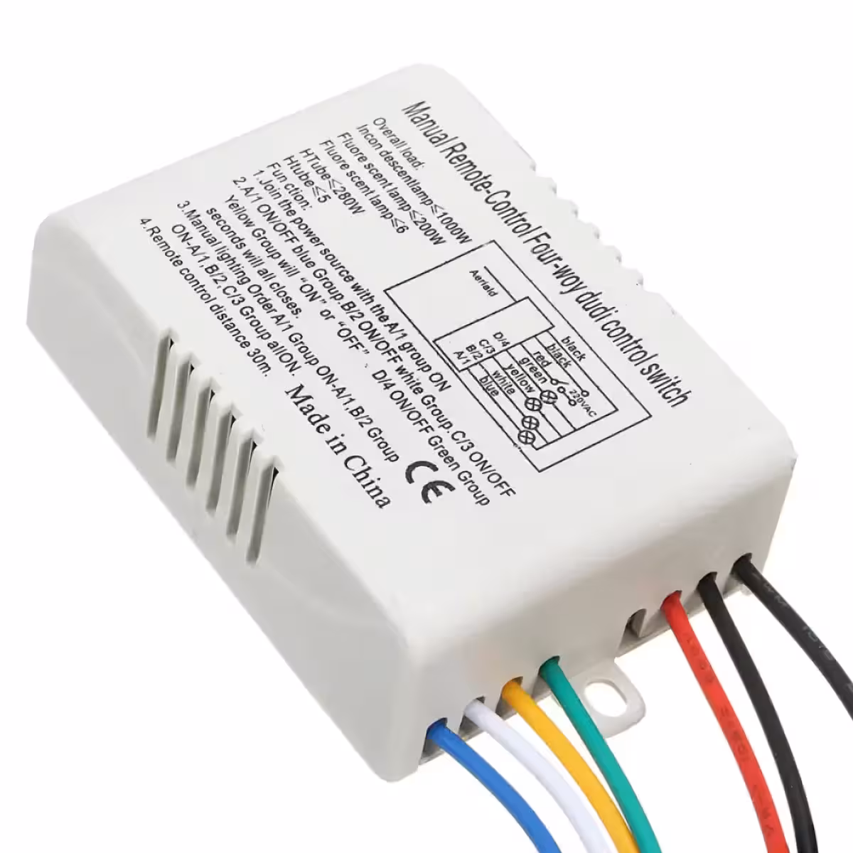 Wireless receiver for controlling LED or halogen bulbs