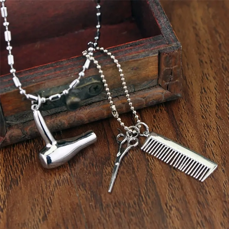 Elegant jewelry for barber or hairdresser with silver pendant