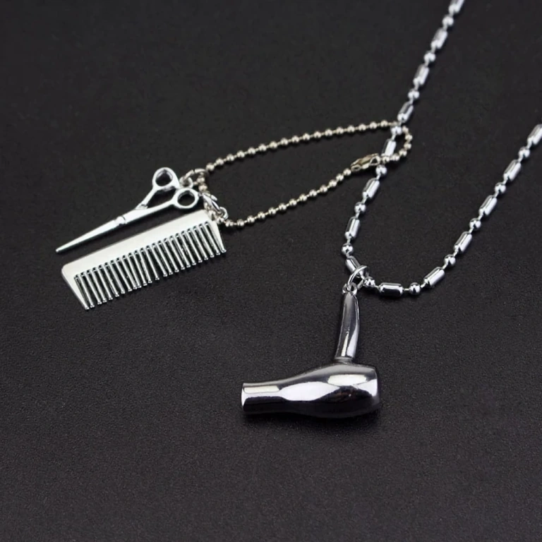 Hairstylist jewelry – silver necklace with specific symbols