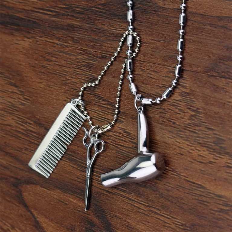 Metal chain with pendant for barbers and hairstylists