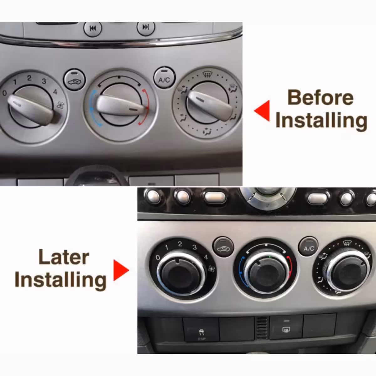 Set of climate control / AC dashboard buttons – wide compatibility