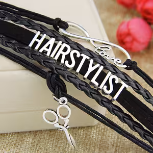 Hairstylist Leather Bracelet Black – Professional Accessories for Barber, Hair Salon, and Hairdresser