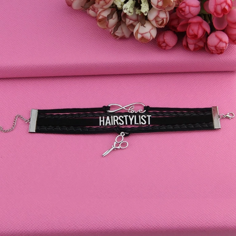 Leather bracelet for urban or professional barbershop outfit