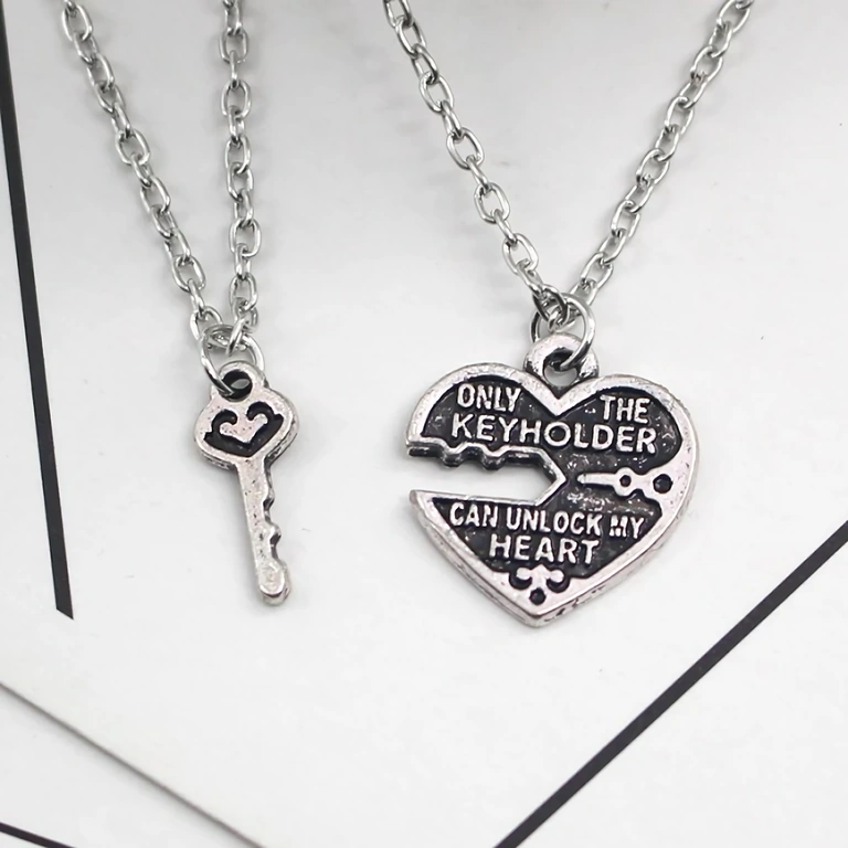 Pair necklace set, symbol of love – heart and key
