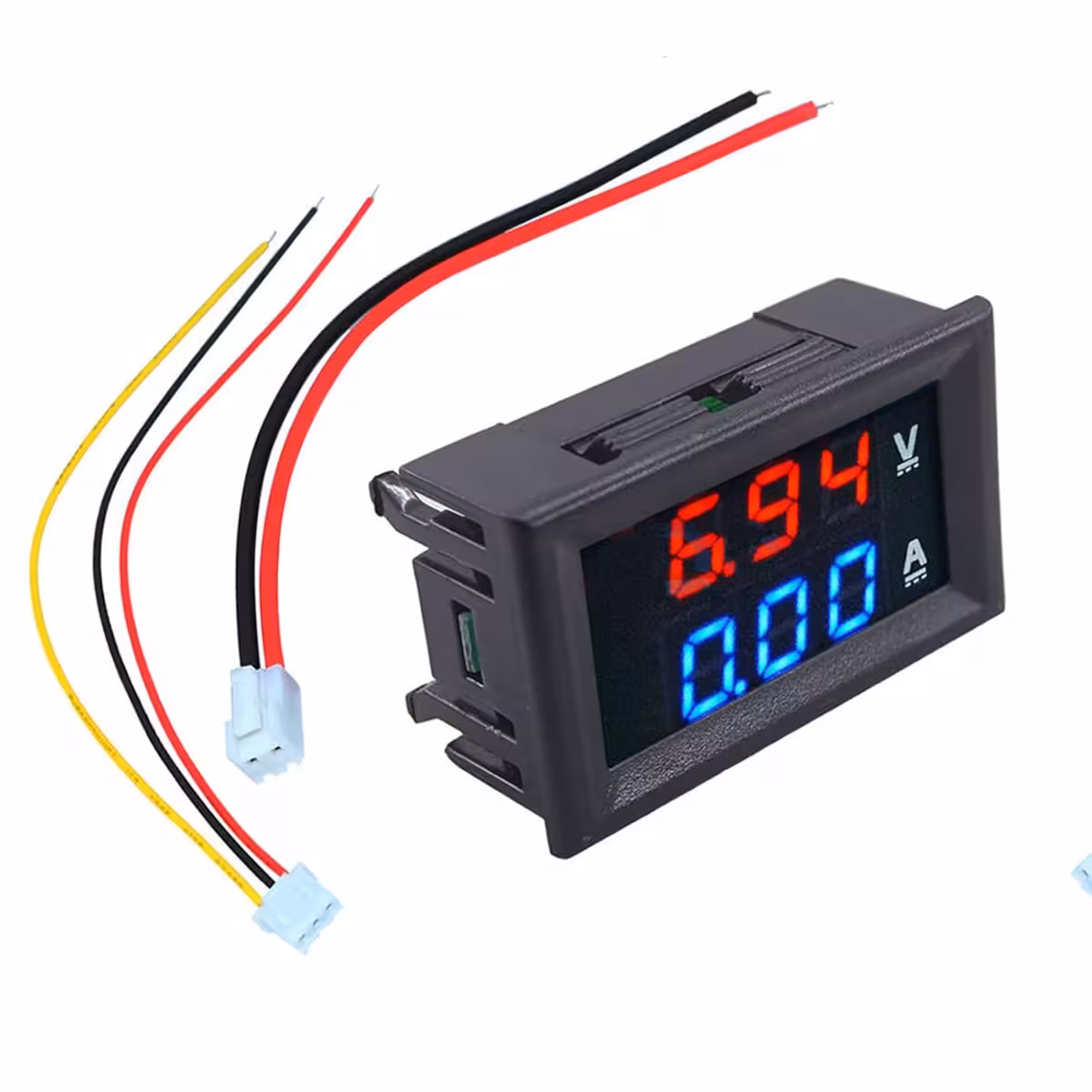 Digital LED display in red and blue for precise measurement