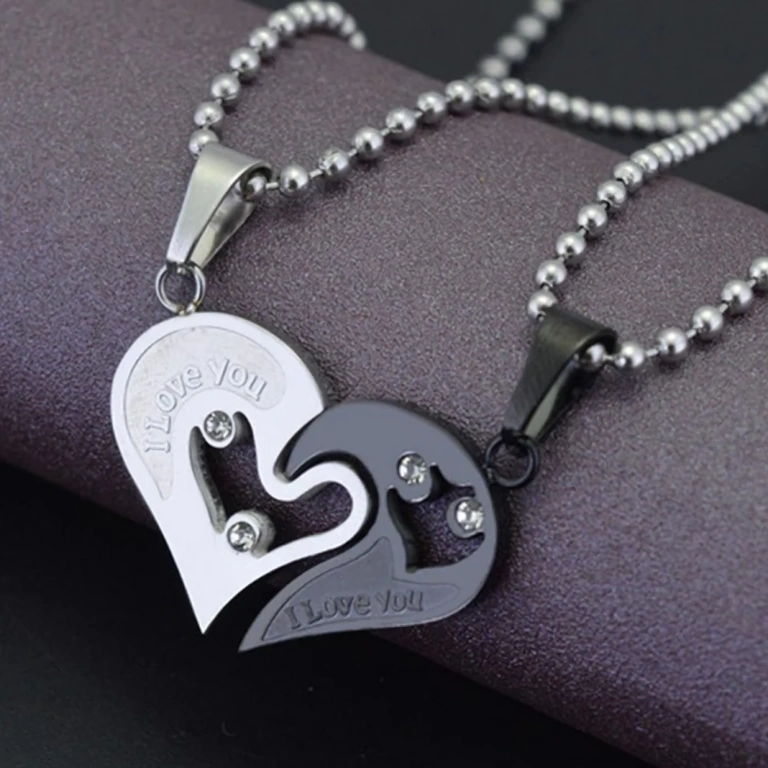 Set of heart pendants, one for him and one for her