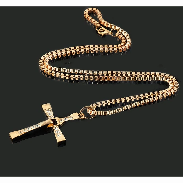 Gold cross necklace for men, Fast and Furious style