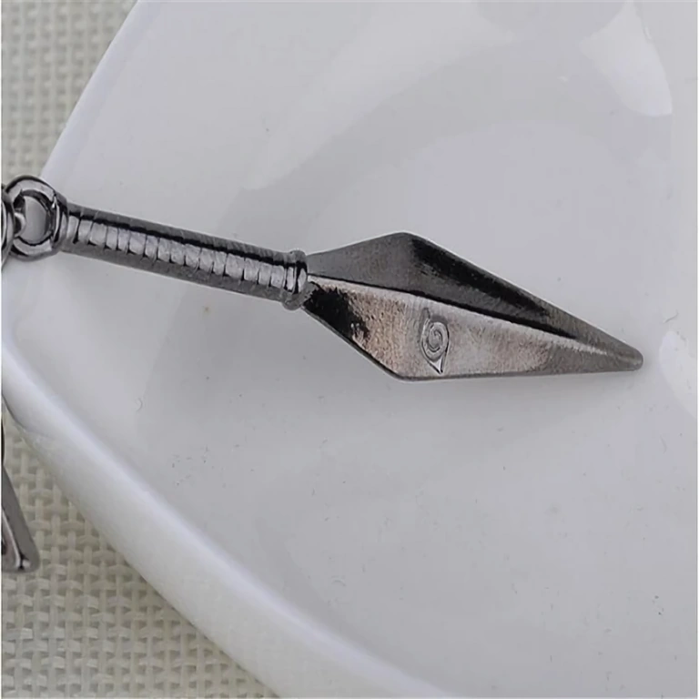 Metal Kunai pendant with leather chain