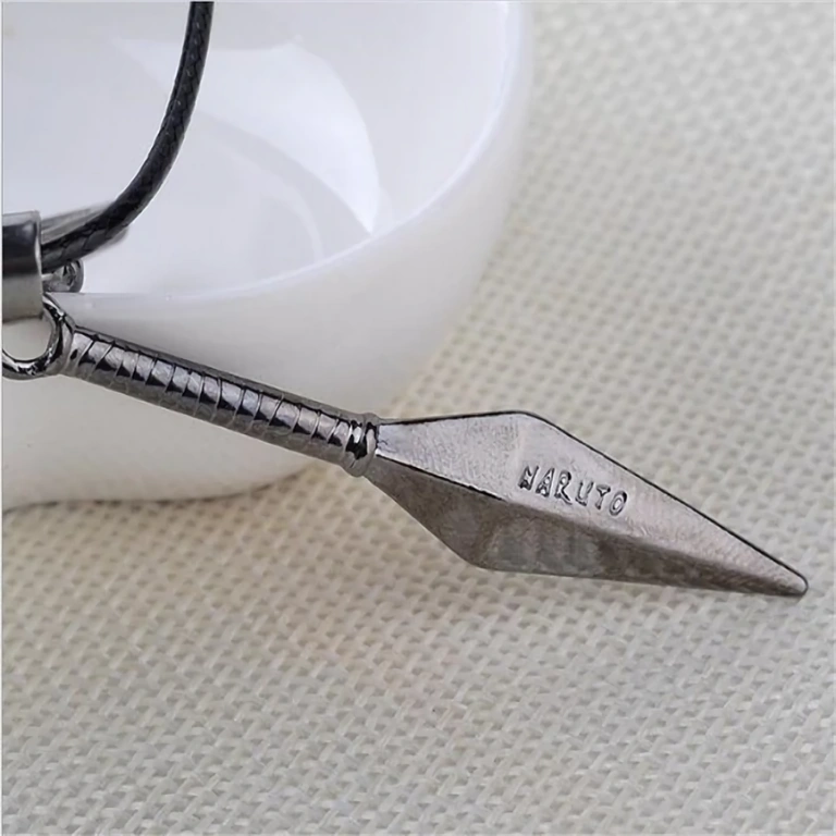 Kunai pendant on leather chain for cosplay