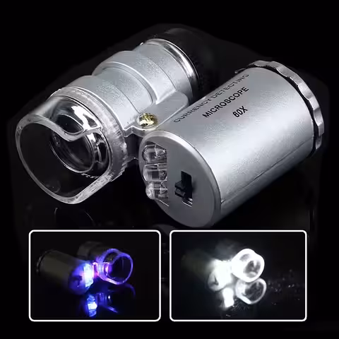 60x Microscope Magnifier with LED and UV Lamp – Money Checker, Jeweler and Watchmaker Tool