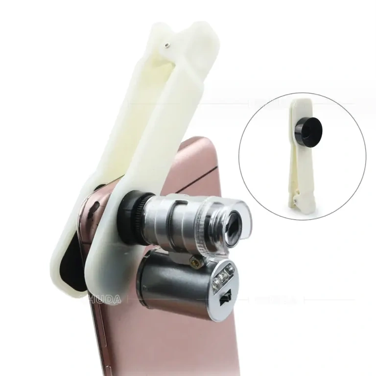 Microscope with phone adapter for photographing microscopic details