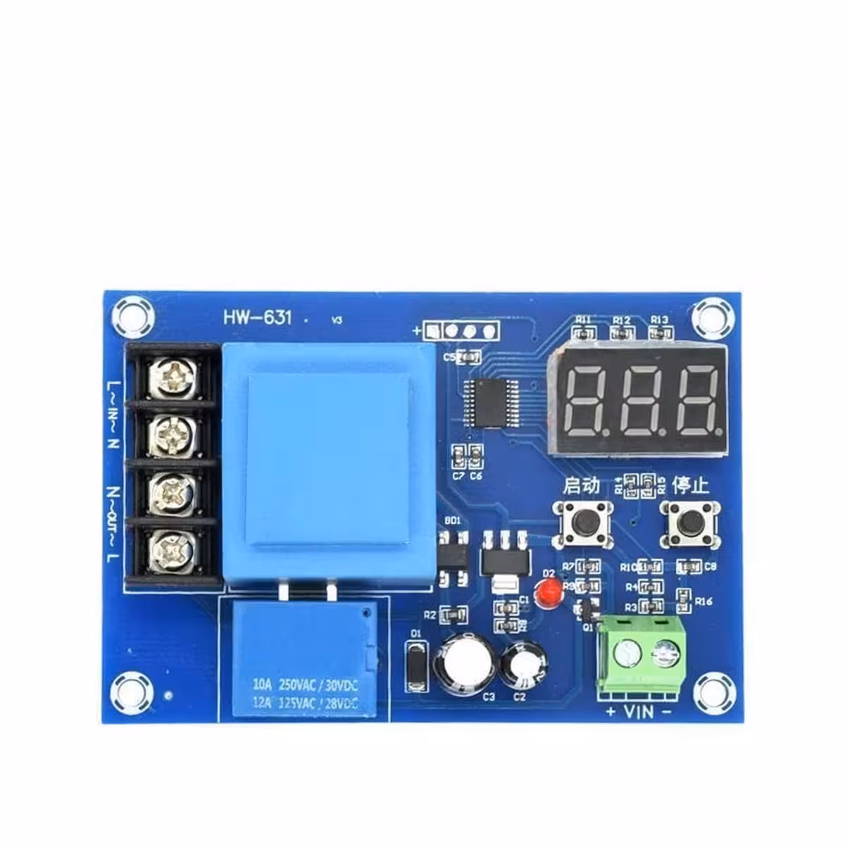 Electronic module powered at 220V for battery control 3.7-120V