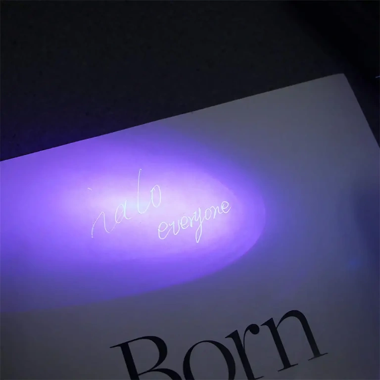 Special pen with LED UV for writing and detecting invisible messages