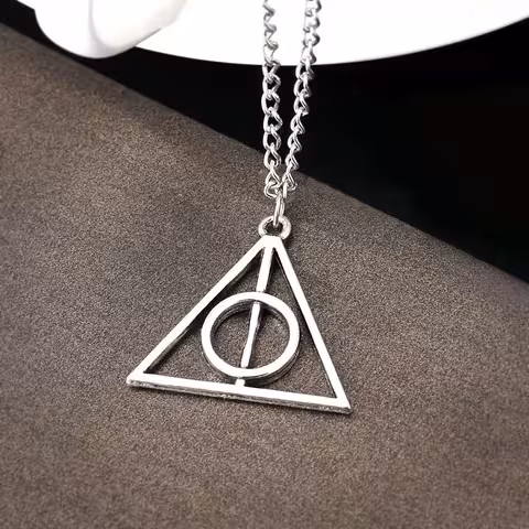 Harry Potter Deathly Hallows Silver Pendant Necklace – Magical Jewelry