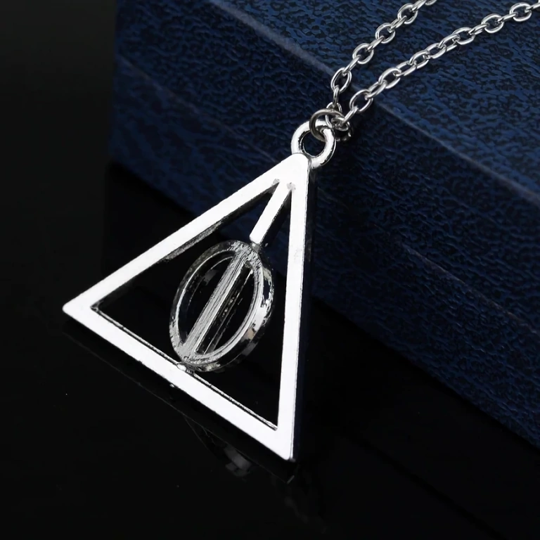 Silver pendant with Deathly Hallows symbol