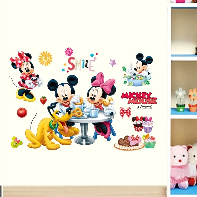Cheerful sticker for decorating children's room with cartoon characters