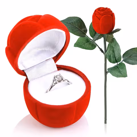 Velvet Rose Box for Engagement Ring, Earrings or Pendant – Elegant and Romantic