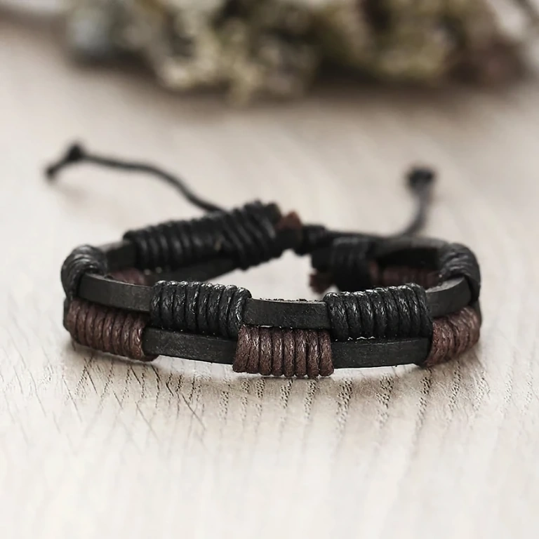 Black, elegant, modern men’s bracelets – fashion set