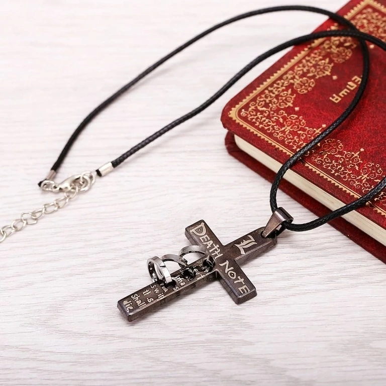 Manga-themed Death Note necklace – decorative cross