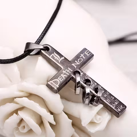 Death Note Cross Pendant with Chain – Anime Manga Accessory with 50cm Cord