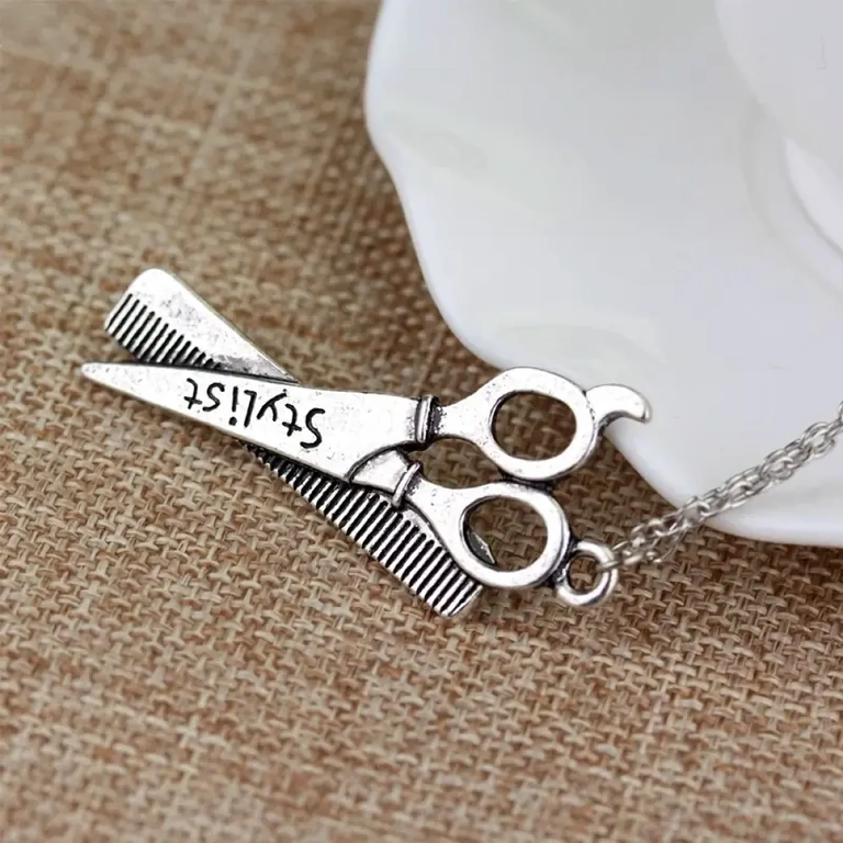 Durable metal necklace for hairstylists, salon-inspired design