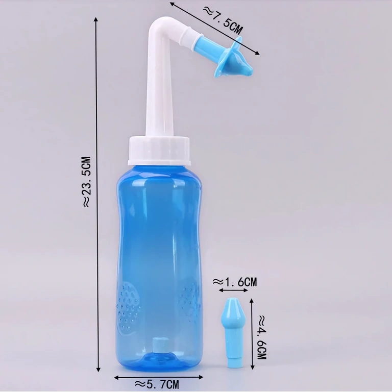Neti Pot nasal irrigator dimensions Image with exact dimensions of 300ml Neti Pot container