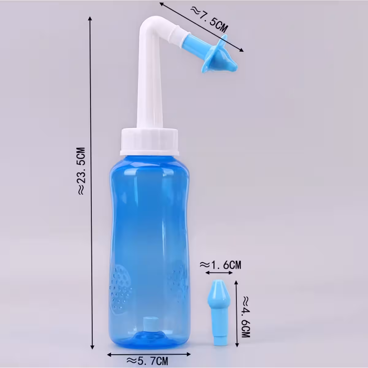 Image with exact dimensions of 300ml Neti Pot container
