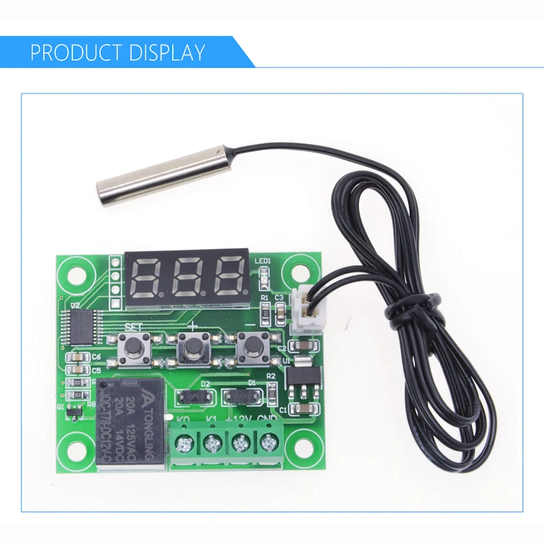 Temperature display module with 3 digits Digital screen with decimal temperature display for W1209 thermostat