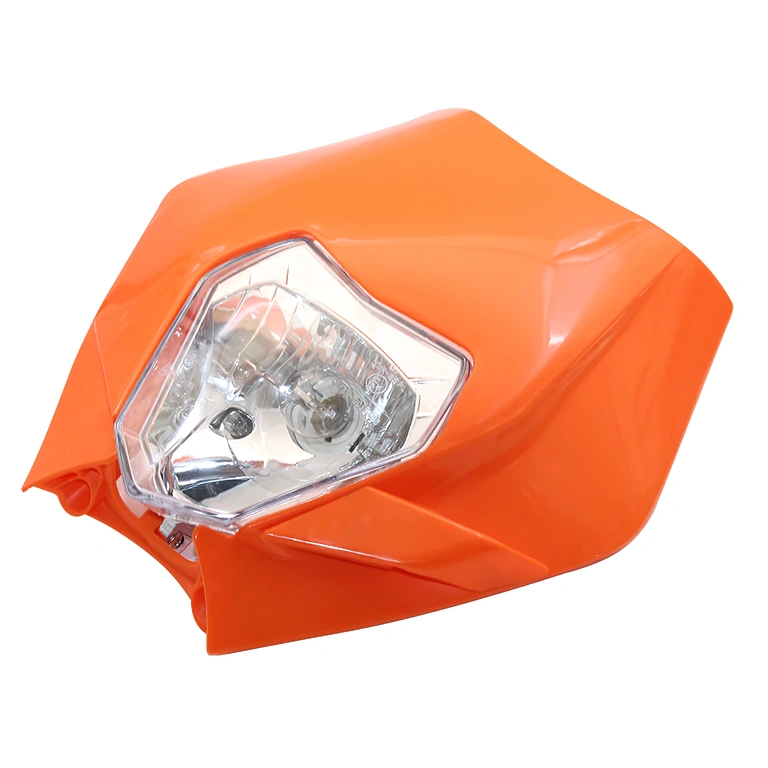 Orange front mask for motorcycles, compatible with KTM, rubber strap mounting