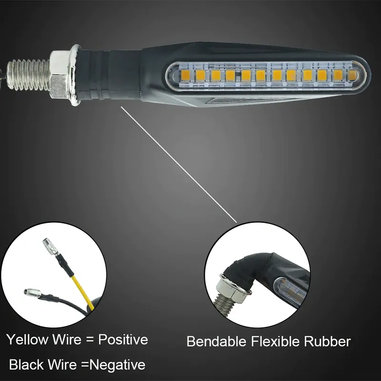 Yellow LED direction light for motorcycles and scooters