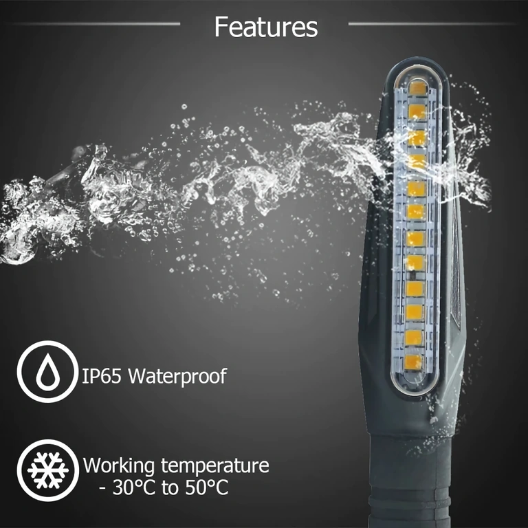LED turn signals with dynamic effect and modern design for motorcycles