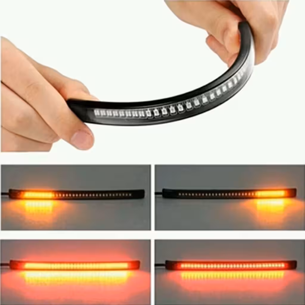 LED Strip Brake and Turn Signal for Motorcycle, Scooter, ATV – 48 Flexible LEDs