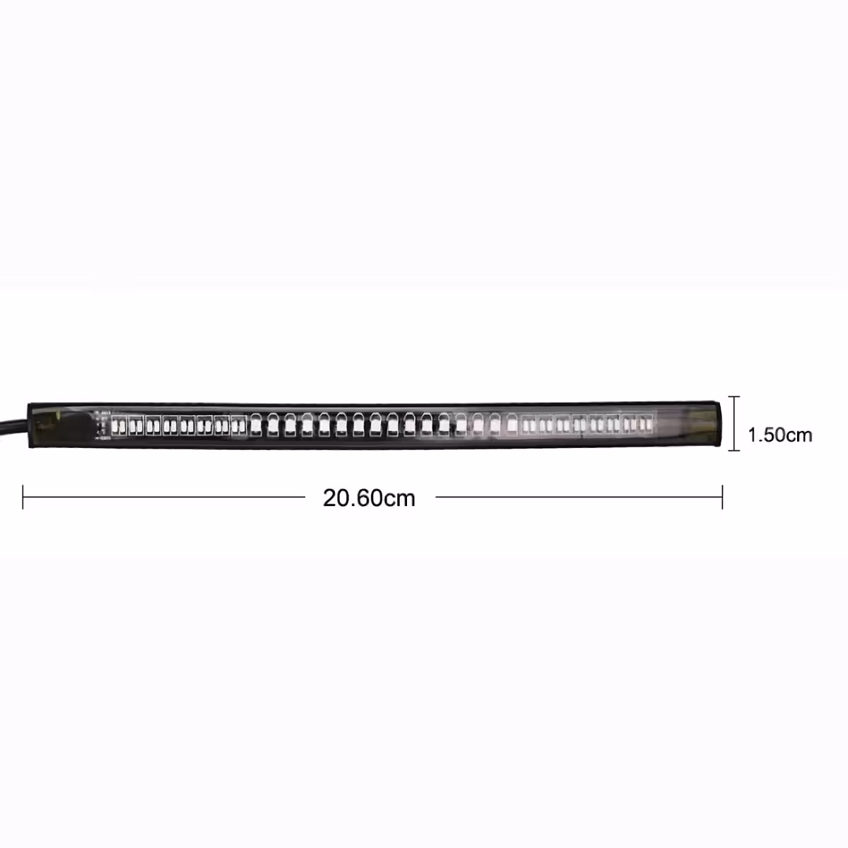 Total length and thickness of 48-LED strip for precise installation